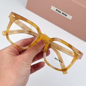 Miu Miu MU06XV 13U1O1 BRAND NEW Eyeglasses Havana Cream Square Unisex